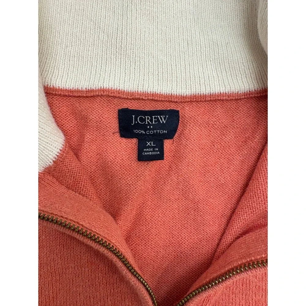 J.Crew Salmon Quarter Zip‎ Pullover Sweater Men's XL 100% Cotton